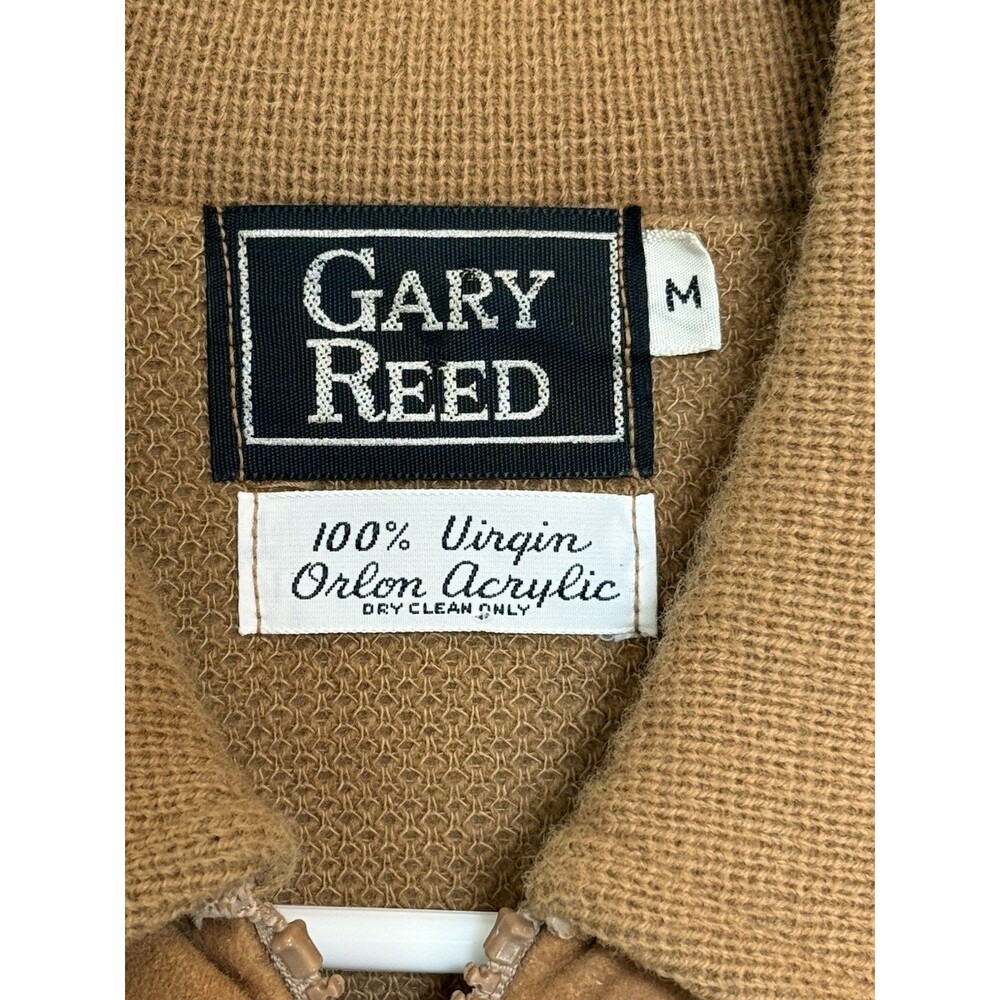 Vintage Gary Reed Men’s Cardigan Medium 100% Virgin Orlon Acrylic Full Zip Suede